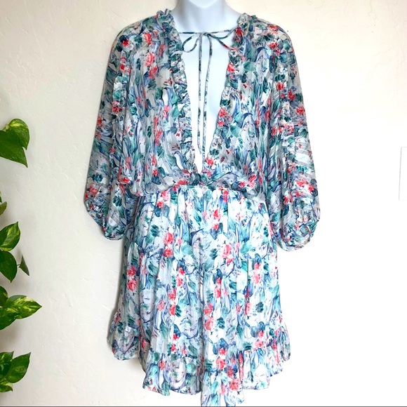 VICI  Floral Ruffle Tiered Babydoll Dress Sz M - Picture 4 of 9